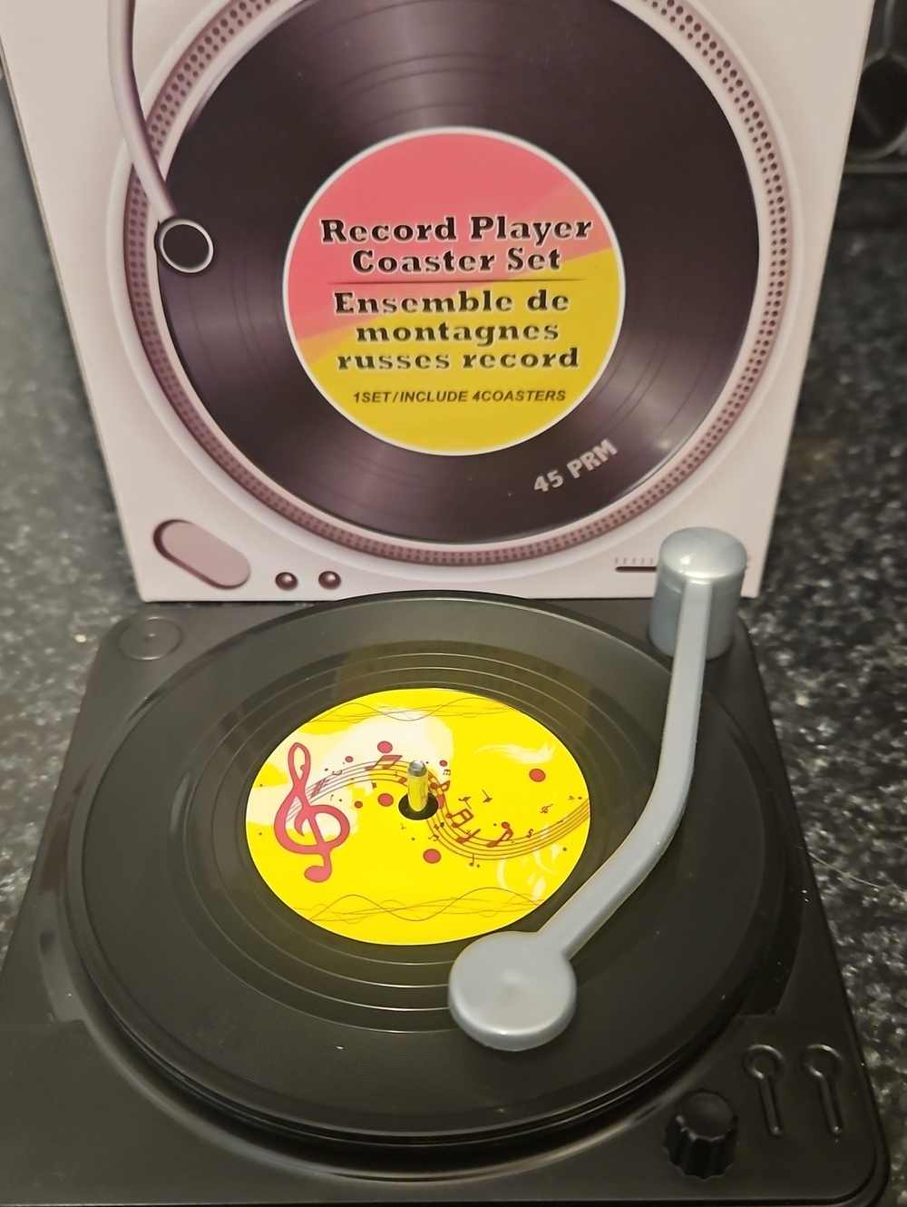 Record Player Coaster Set - Multi Color. Set 0f 4